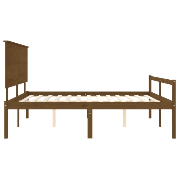 Cama personas mayores cabecero madera marrón miel 200x200 cm