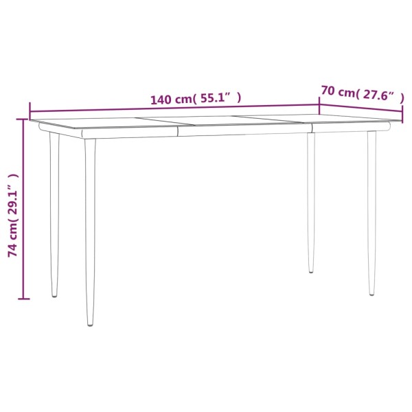 Juego de comedor jardín 7 pzas ratán sintético acero gris negro