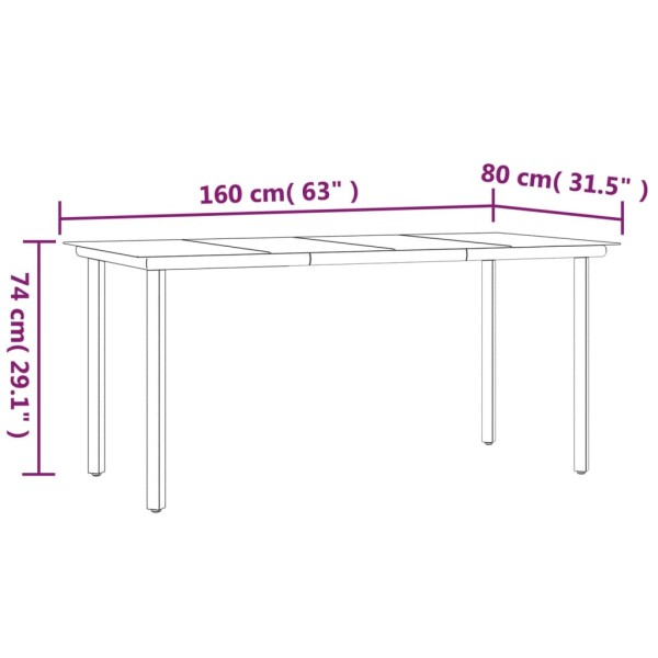 Juego de comedor para jardín 7 piezas acero y textilene negro