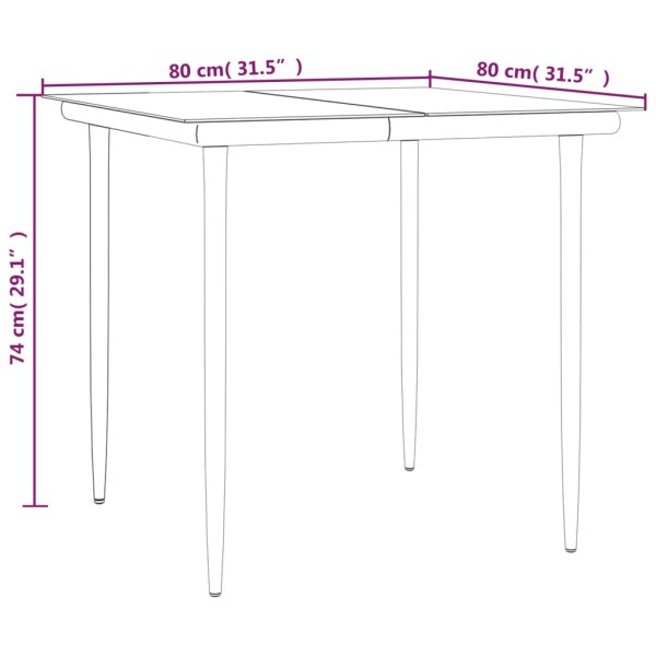 Juego de comedor de jardín 5 pzas ratán sintético y acero negro