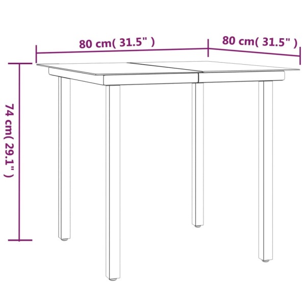 Juego de comedor para jardín 3 piezas acero y textilene negro