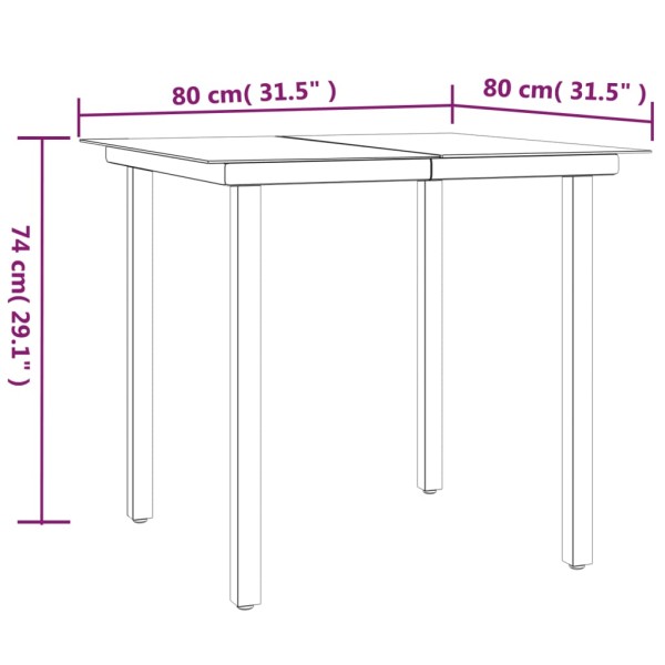 Juego de comedor jardín 3 pzas ratán sintético acero gris negro