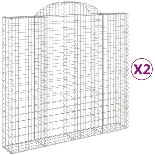 Cestas de gaviones 2 uds forma de arco hierro 200x50x180/200 cm