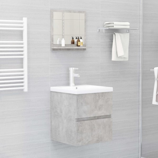 Espejo de baño madera contrachapada gris hormigón 40x10,5x37 cm