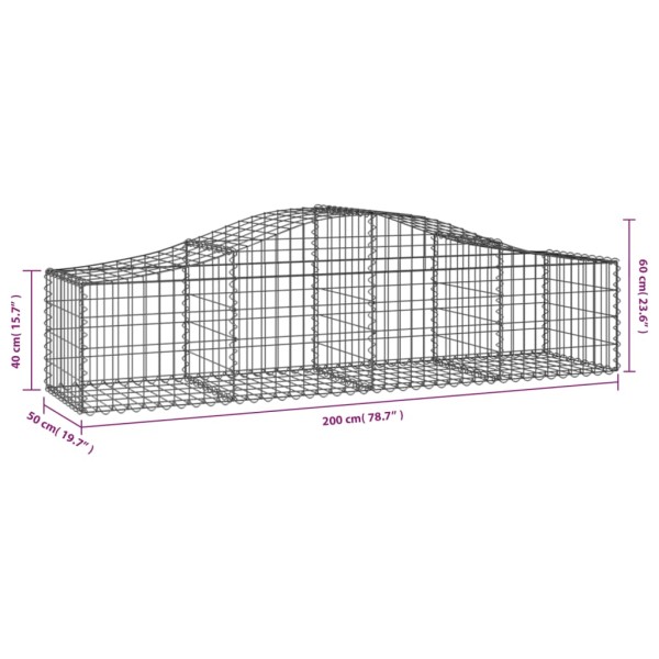 Cestas de gaviones 14 uds forma de arco hierro 200x50x40/60 cm