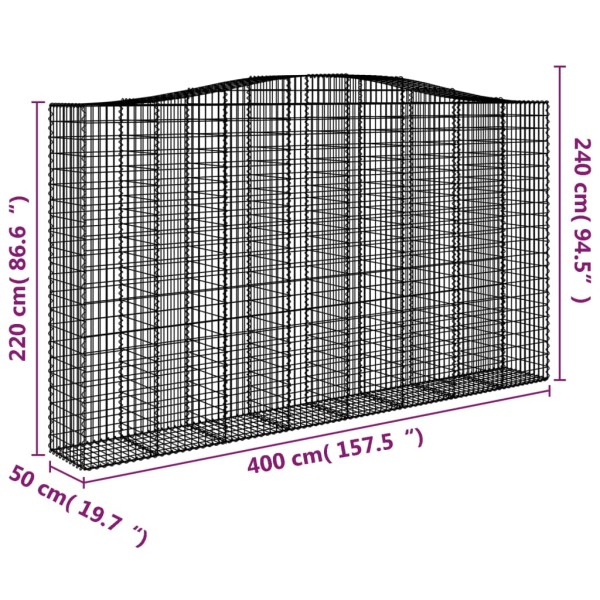 Cestas de gaviones 6 uds forma de arco hierro 400x50x220/240 cm