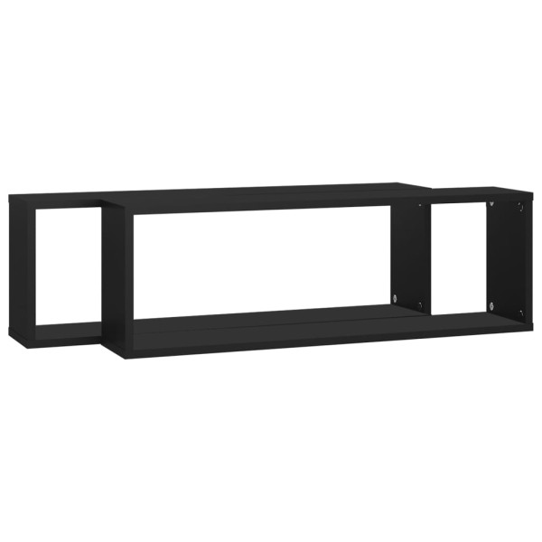 Estantes cubo de pared 2 uds contrachapado negro 80x15x26,5 cm