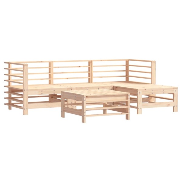 Juego de muebles de jardín 5 piezas y cojines madera maciza