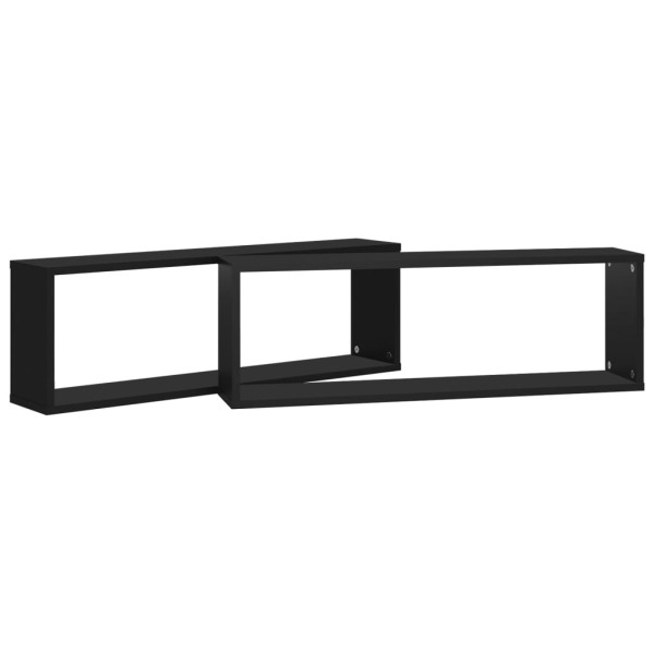 Estantes cubo de pared 2 uds contrachapado negro 80x15x26,5 cm