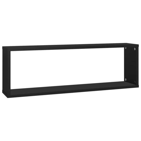 Estantes cubo de pared 2 uds contrachapado negro 80x15x26,5 cm