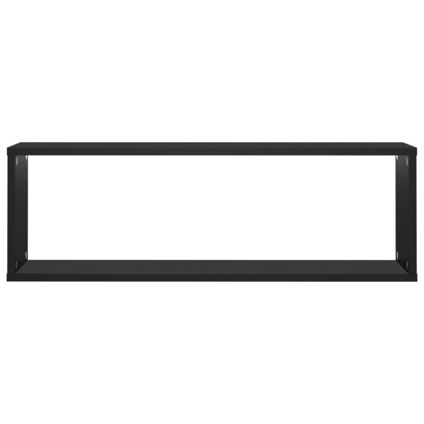 Estantes cubo de pared 2 uds contrachapado negro 80x15x26,5 cm