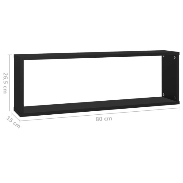 Estantes cubo de pared 2 uds contrachapado negro 80x15x26,5 cm