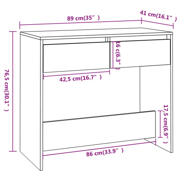 Mesa consola madera contrachapada blanco brillo 89x41x76,5 cm