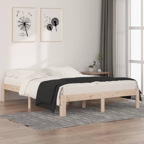 Estructura de cama madera maciza 150x200 cm