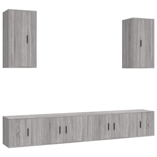 Set de muebles para TV 6 pzas madera contrachapada gris Sonoma