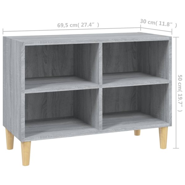 Mueble de TV con patas madera maciza gris Sonoma 69,5x30x50 cm