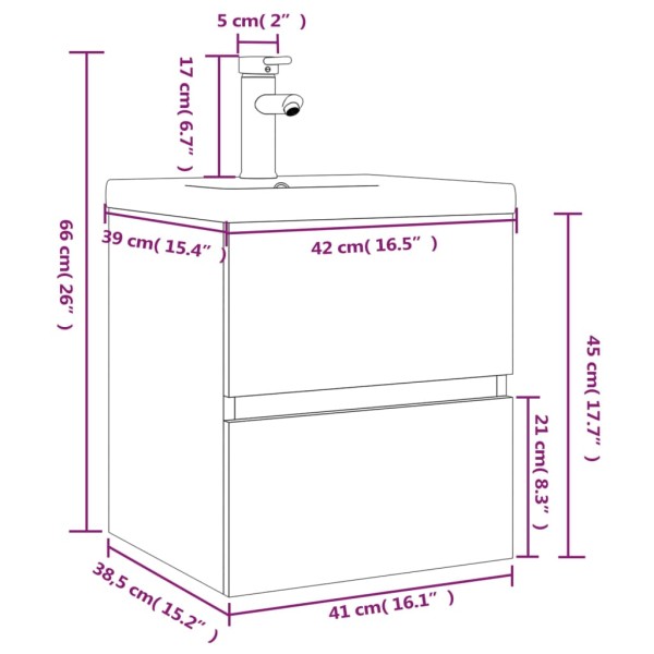 Mueble de baño con lavabo madera contrachapada gris Sonoma