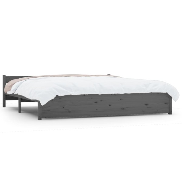 Estructura de cama madera maciza gris Super King 180x200 cm