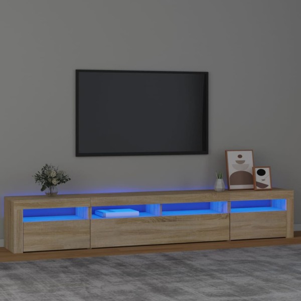 Mueble de TV con luces LED roble Sonoma 240x35x40 cm