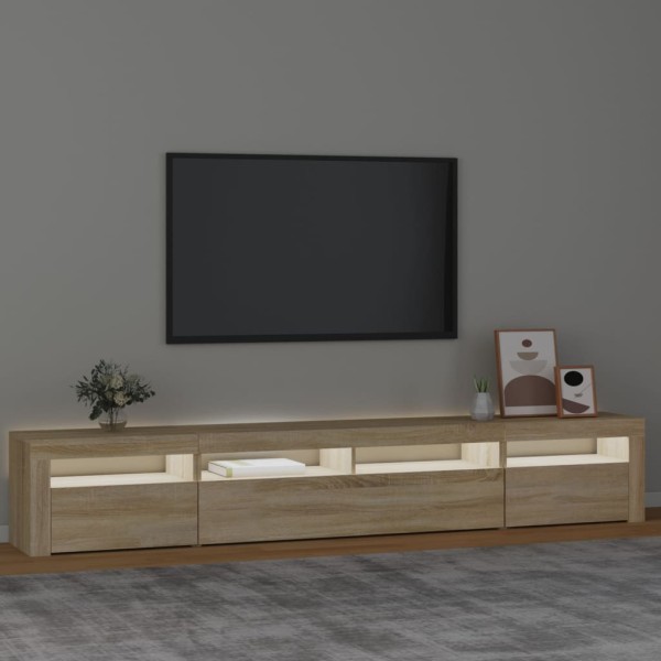 Mueble de TV con luces LED roble Sonoma 240x35x40 cm