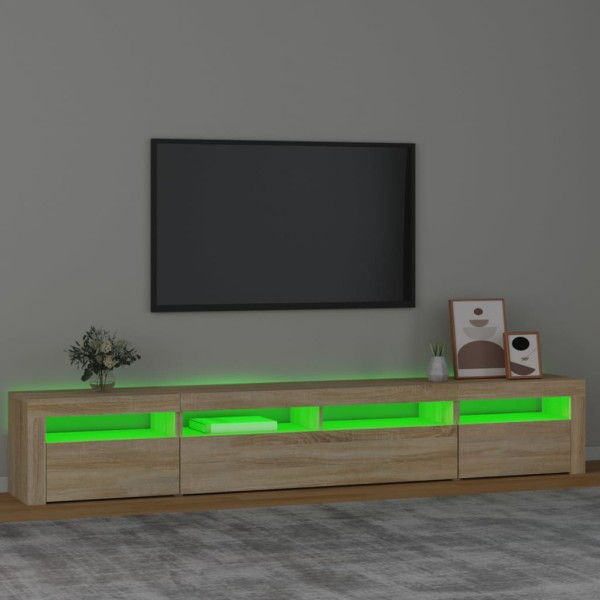 Mueble de TV con luces LED roble Sonoma 240x35x40 cm