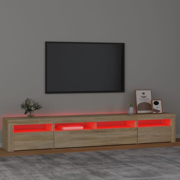 Mueble de TV con luces LED roble Sonoma 240x35x40 cm