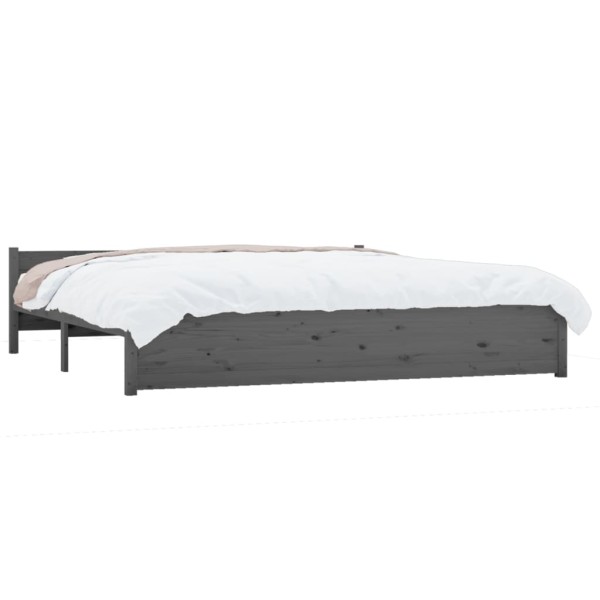 Estructura de cama madera maciza gris Super King 180x200 cm