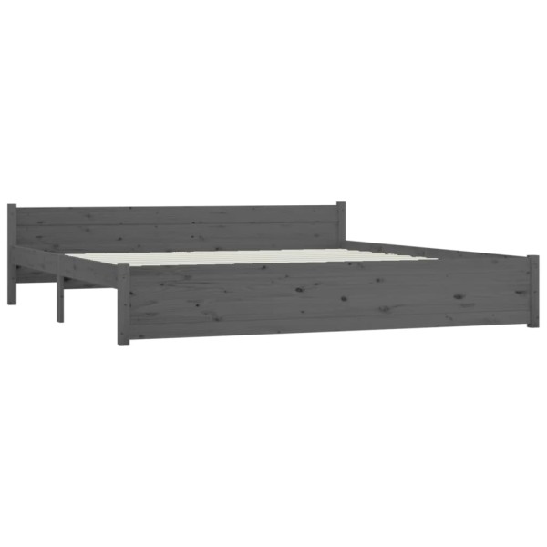 Estructura de cama madera maciza gris Super King 180x200 cm