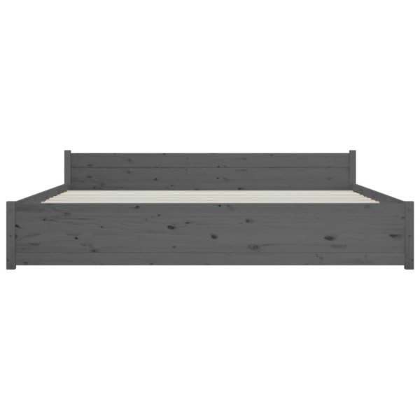 Estructura de cama madera maciza gris Super King 180x200 cm