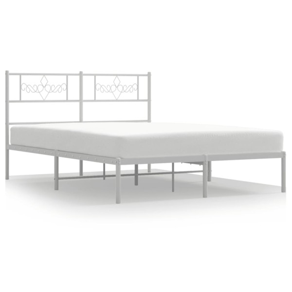 Estructura de cama de metal con cabecero blanca 120x190 cm