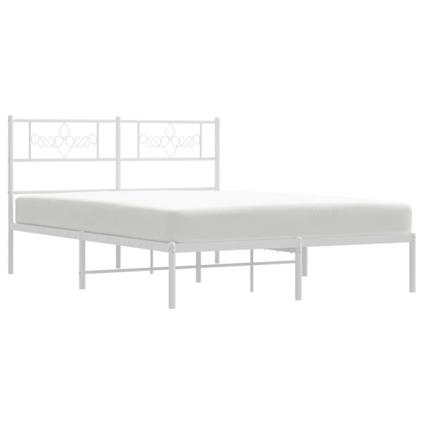 Estructura de cama de metal con cabecero blanca 120x190 cm