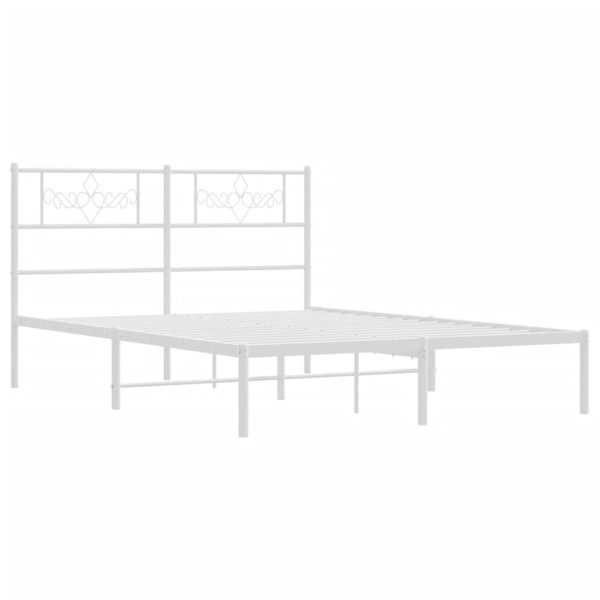 Estructura de cama de metal con cabecero blanca 120x190 cm