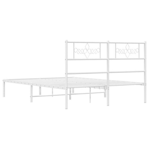 Estructura de cama de metal con cabecero blanca 120x190 cm