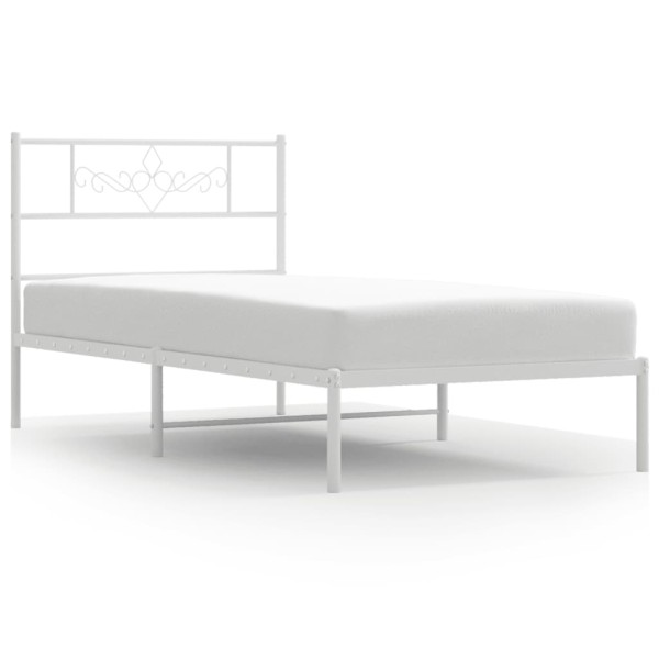 Estructura de cama de metal con cabecero blanco 80x200 cm