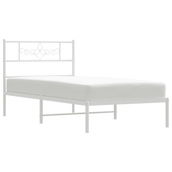 Estructura de cama de metal con cabecero blanco 80x200 cm