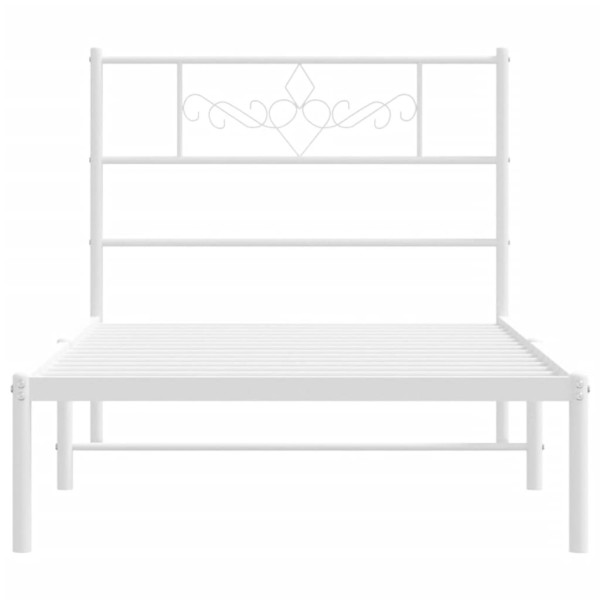 Estructura de cama de metal con cabecero blanco 80x200 cm