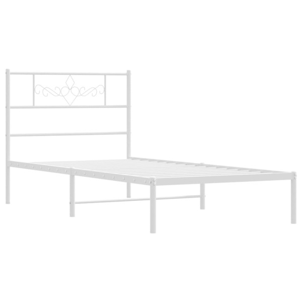 Estructura de cama de metal con cabecero blanco 80x200 cm