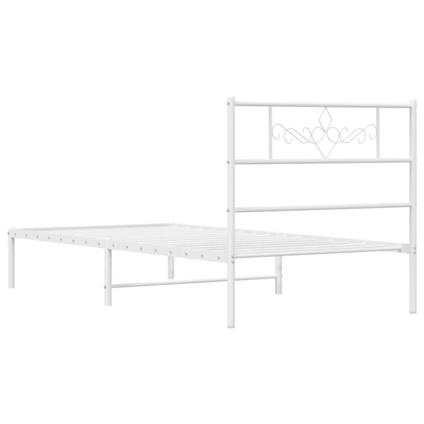 Estructura de cama de metal con cabecero blanco 80x200 cm