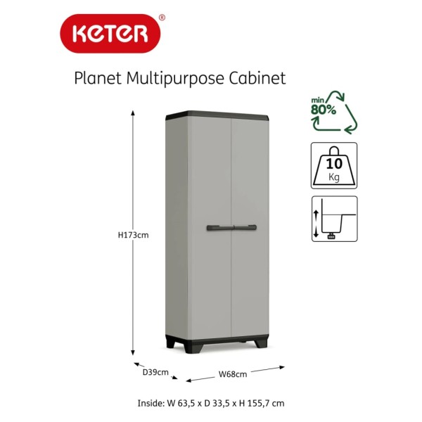 Keter Mueble de almacenamiento multiusos Planet gris y negro