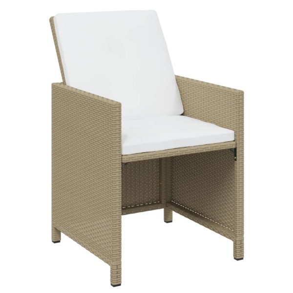 Set comedor de jardín 15 pzas con cojines ratán sintético beige