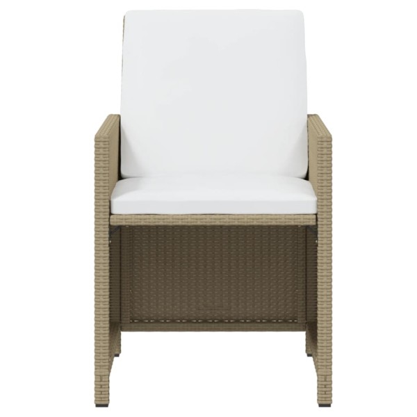 Set comedor de jardín 15 pzas con cojines ratán sintético beige