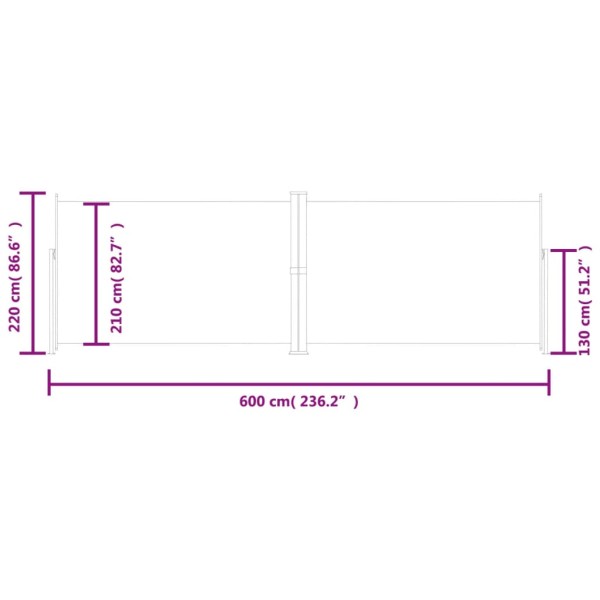 Toldo lateral retráctil crema 220x600 cm