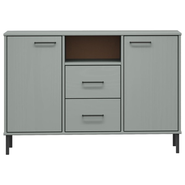 Aparador con patas metal OSLO madera maciza gris 113x40x77 cm