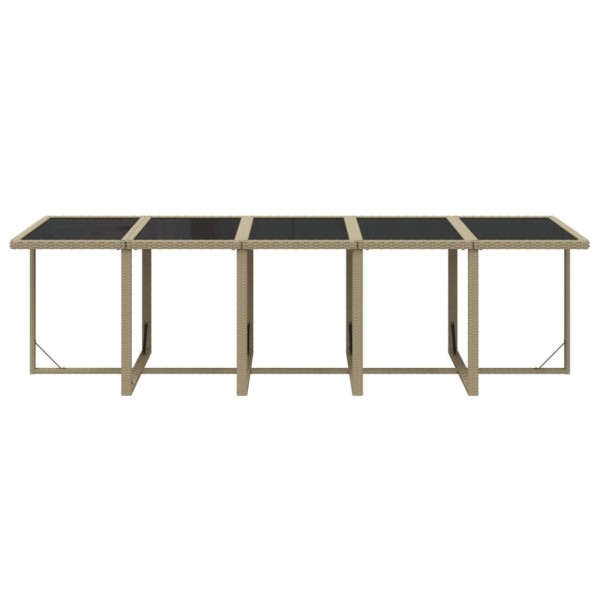 Set comedor de jardín 11 piezas y cojines ratán sintético beige