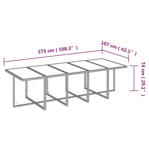 Set comedor de jardín 11 piezas y cojines ratán sintético beige