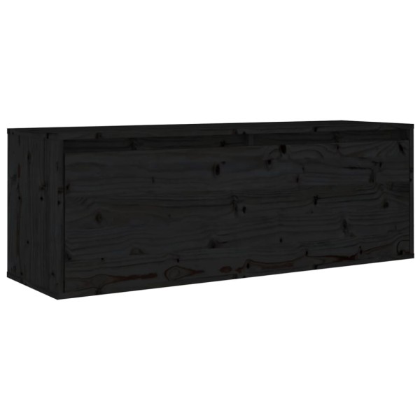 Muebles para TV 3 piezas madera maciza de pino negro