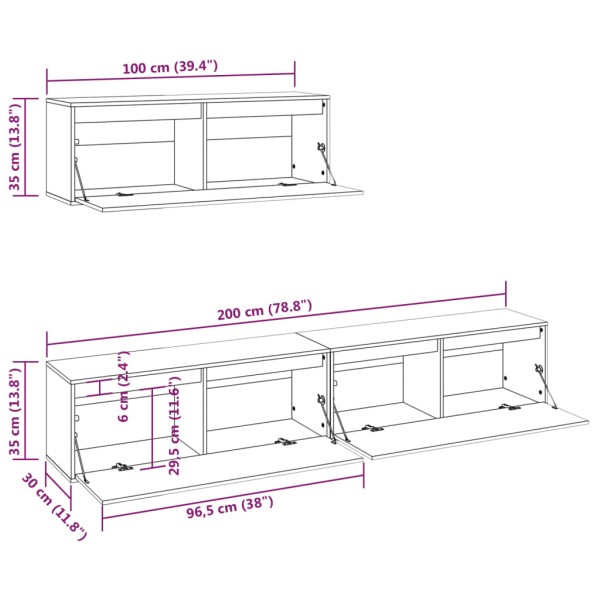 Muebles para TV 3 piezas madera maciza de pino negro