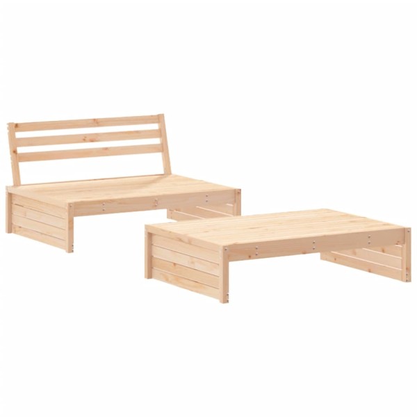 Juego de muebles de jardín 2 piezas y cojines madera maciza