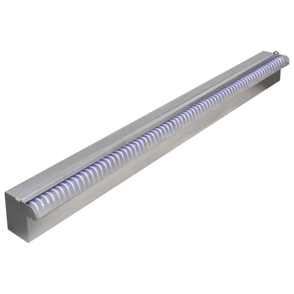 Fuente cascada rectangular LED piscina acero inoxidable 90 cm