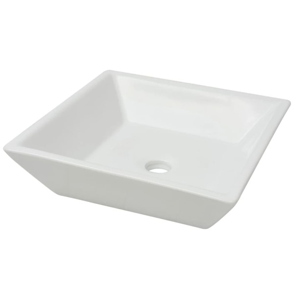 Lavabo cuadrado de cerámica 41,5x41,5x12 cm blanco